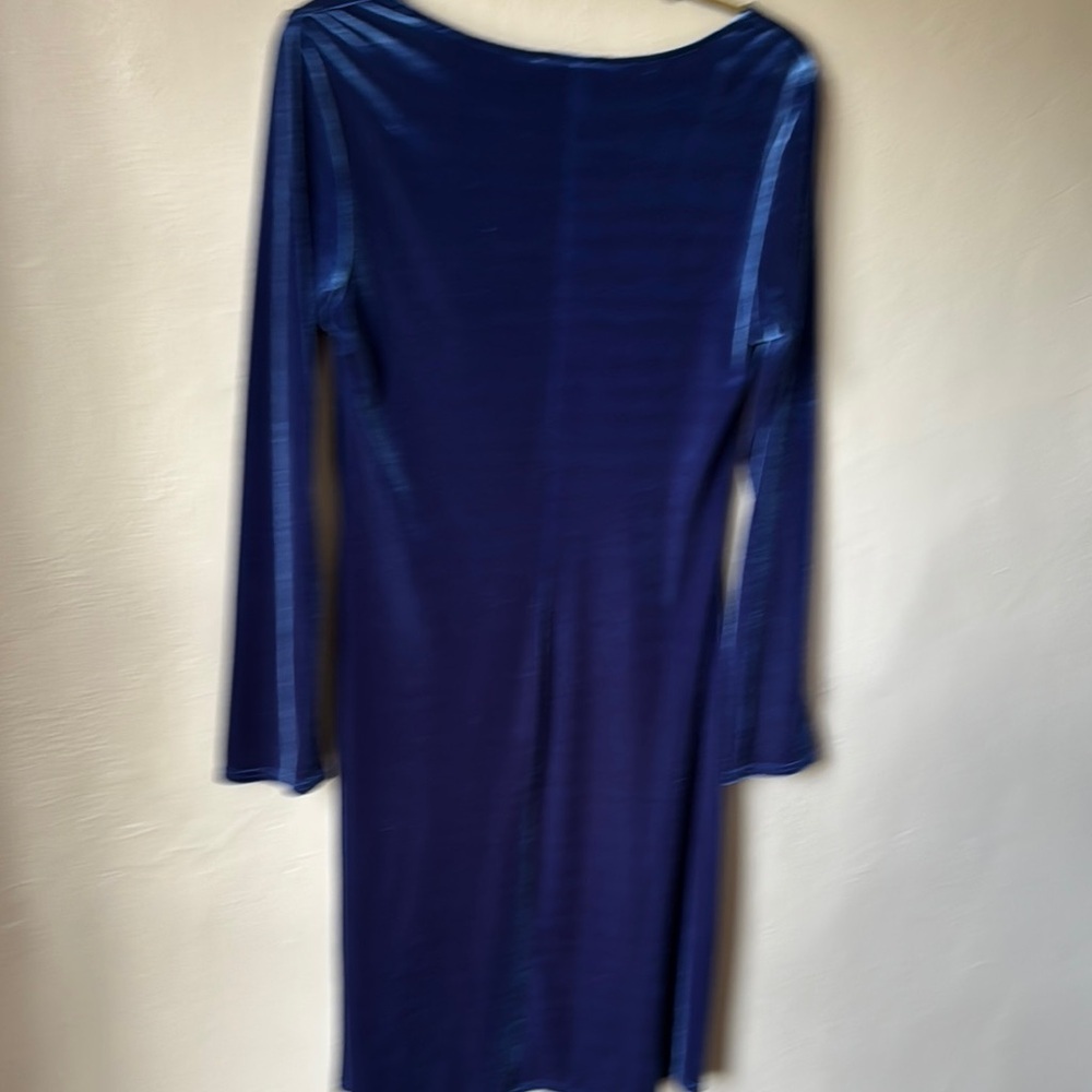 Isabella Blue Velvet Long Sleeve Dress - Picture 4 of 4